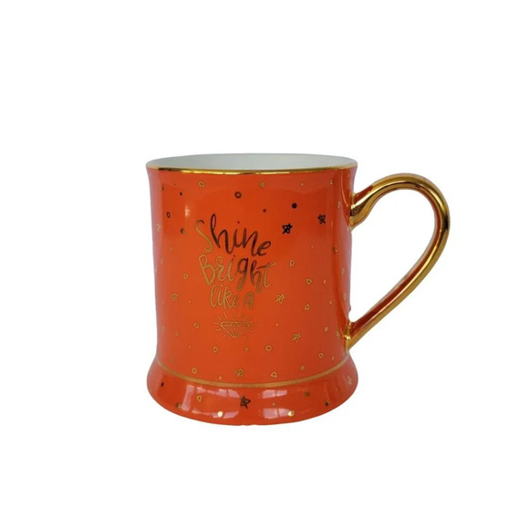 Shine Bright Like a Diamond Mug Orange and Gold Colors - Picture 1 of 7